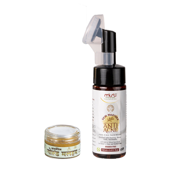 AYURVEDIC GOLD MALAM + ANTI ACNE FOAMING FACE WASH