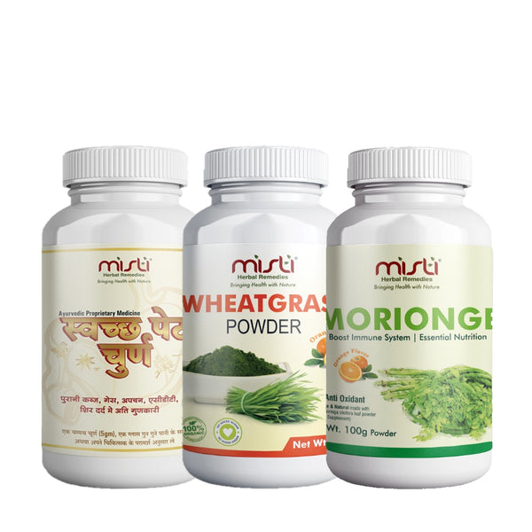 HEALTHCARE COMBO : WHEATGRASS POWDER + MORINGA POWDER  + SWATCH PET CHURN